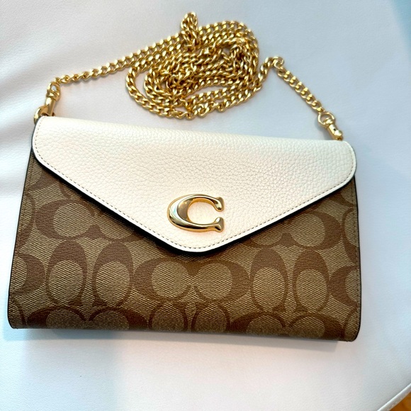 Coach Khaki Crossbody Clutch with 4 pockets (card holder, zipper, phone slip) - Picture 1 of 11